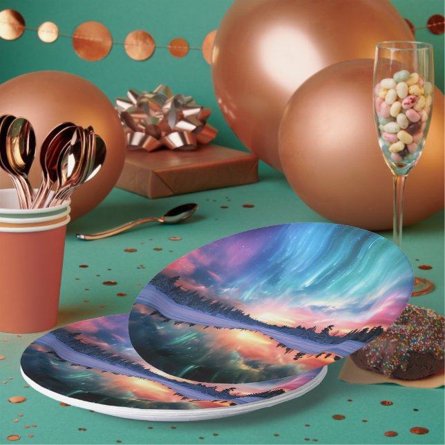Aurora Borealis, Northern Lights, Paper Plate (Multi)