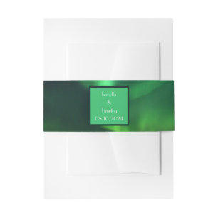 Aurora Borealis Northern Lights Sky Green Wedding  Invitation Belly Band