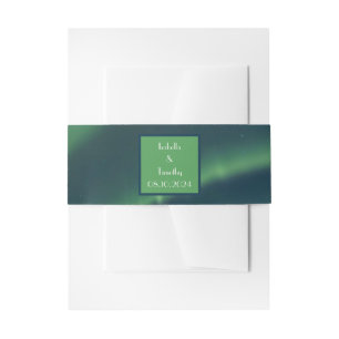 Aurora Borealis Northern Lights Sky Green Wedding Invitation Belly Band