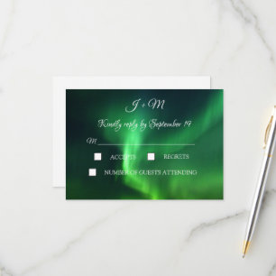 Aurora Borealis Northern Lights Stars Modern RSVP Card