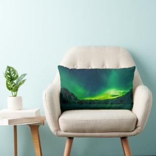 Aurora Borealis Northern lights Tree Woods Forest Lumbar Cushion