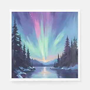 Aurora Borealis Northern Lights Watercolor Napkin