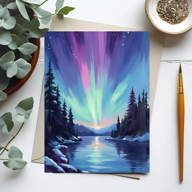 Aurora Borealis | Northern Lights Watercolor Postcard (Creator Uploaded)