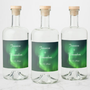 Aurora Borealis Northern lights Wedding Liquor Bottle Label