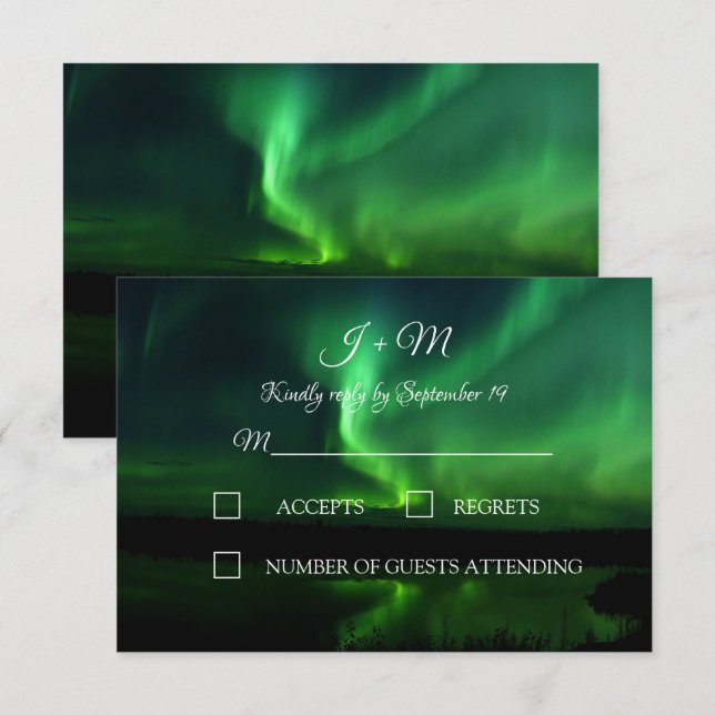 Aurora Borealis Northern Lights Wedding RSVP (Front/Back)