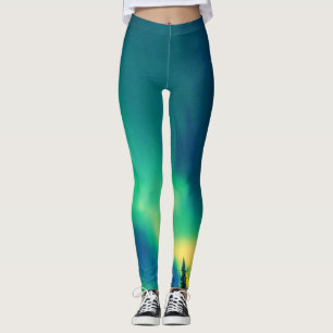Aurora Borealis Northern lights winter stars sky L Leggings