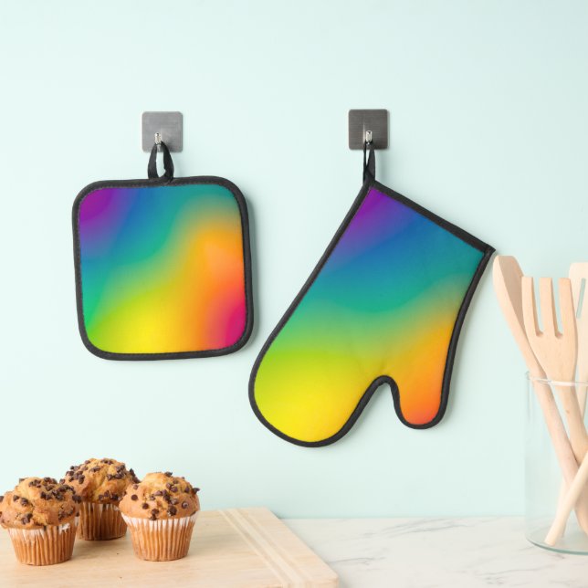 Aurora borealis oven mitt & pot holder set (Insitu(Hanging))