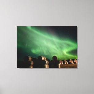 Aurora Borealis Over Alberta Farm Canvas Print