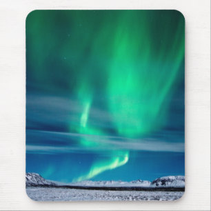 Aurora Borealis over Mosfellsheiði Mouse Mat