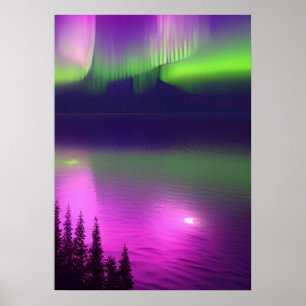 Aurora Borealis over Water  Poster