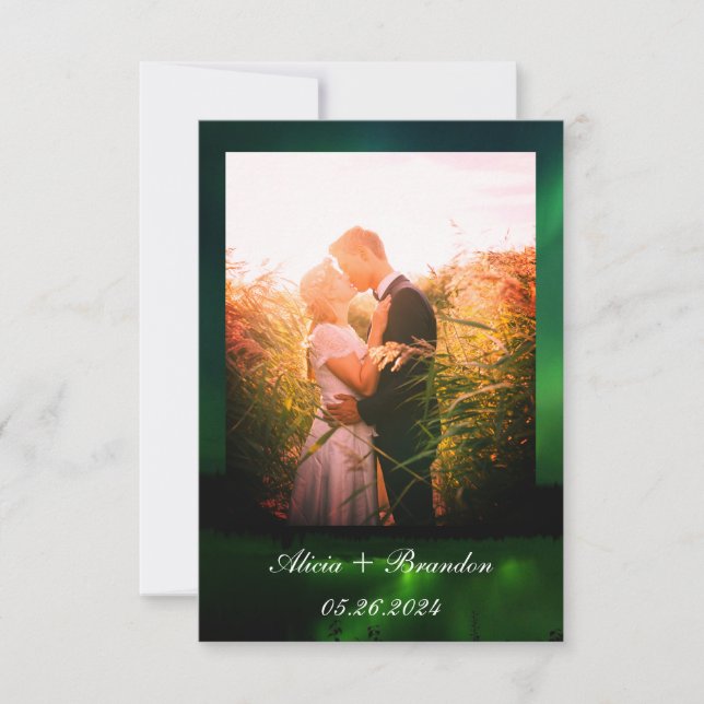 Aurora Borealis Photo Northern Lights Wedding Save The Date (Front)