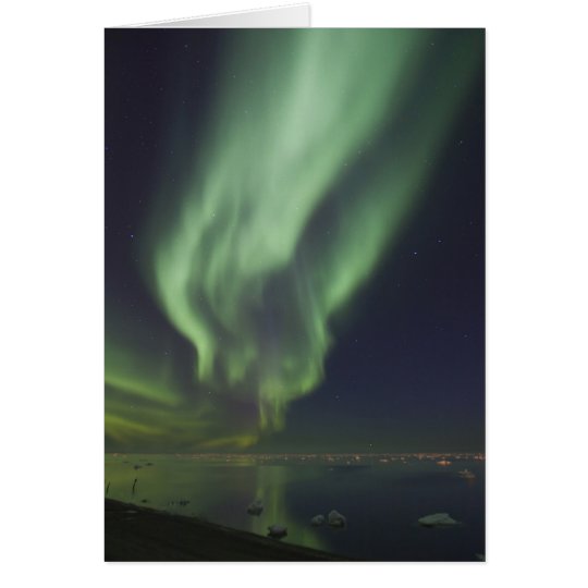 Aurora Borealis reflected in Arctic Ocean Card