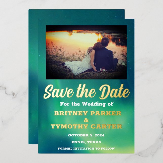 Aurora Borealis Sky QR Code Photo Wedding (Front/Back)