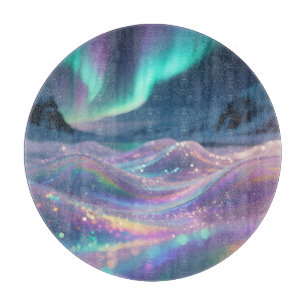 Aurora Borealis Sparkling Waves Fantasy Cutting Board