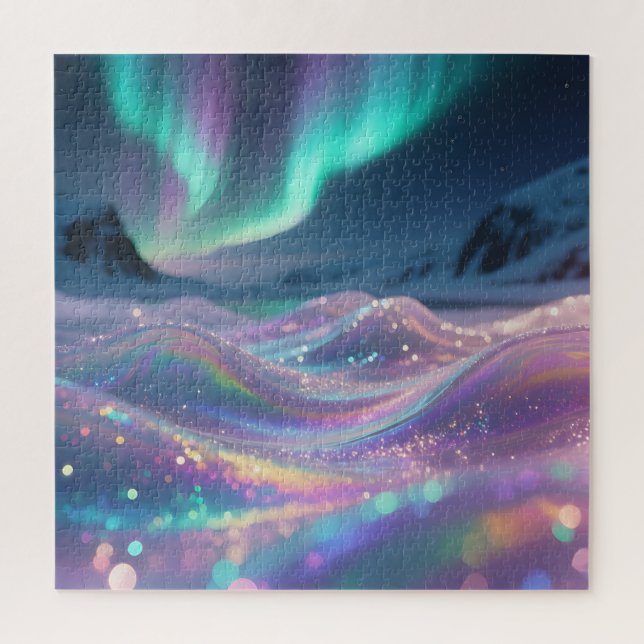 Aurora Borealis Sparkling Waves Fantasy Jigsaw Puzzle (Vertical)