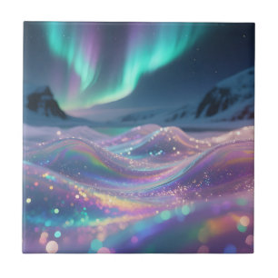 Aurora Borealis Sparkling Waves Fantasy Tile