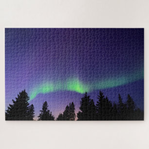 Aurora Borealis & Trees Manitoba, Canada Jigsaw Puzzle