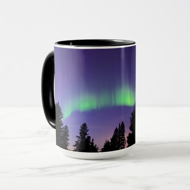 Aurora Borealis & Trees | Manitoba, Canada Mug (Front Left)