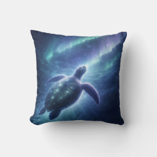 Aurora Borealis Turtle Decor Cushion
