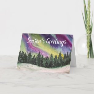 Aurora Borealis Watercolor Christmas Greeting Card
