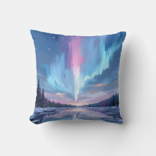 Aurora Borealis Watercolor Northern Lights Painted Cushion