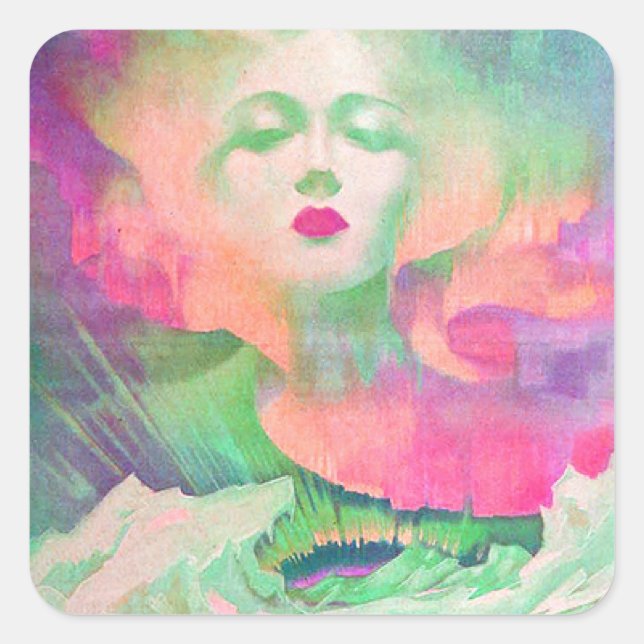 Aurora by Clive Henry colourful pink Square Sticker (Front)