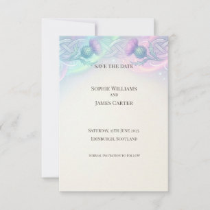 Aurora Celtic Thistle Save The Date Card