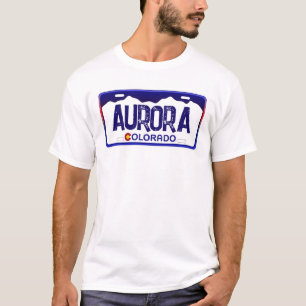 Aurora Colorado blue license plate shirt