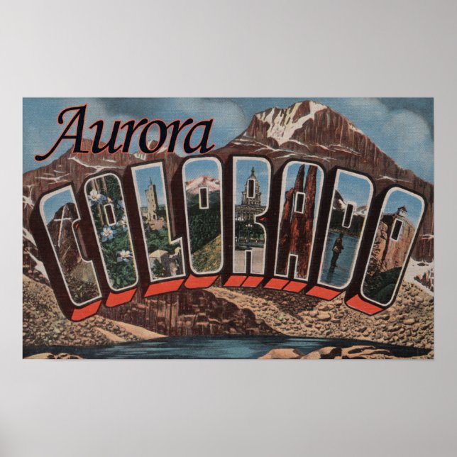 Aurora, Colorado - Large Letter Scenes Poster (Front)