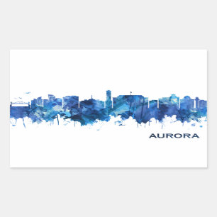Aurora Colorado Skyline Blue Rectangular Sticker