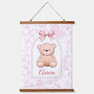 Aurora Custom Pink Teddy Bear Nursery Design Hanging Tapestry