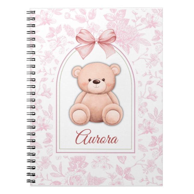 Aurora | Custom Pink Teddy Bear Nursery Design  Notebook (Front)