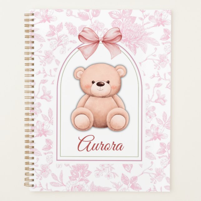Aurora | Custom Pink Teddy Bear Nursery Design  Planner (Front)