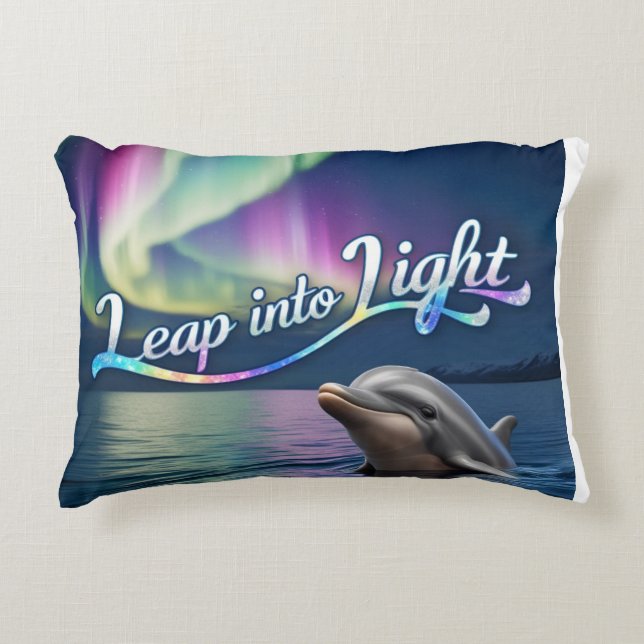  Aurora Dolphin: Leap Into Light Decorative Cushion (Front)