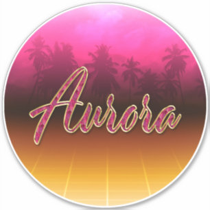 Aurora First name name golden pink sticker