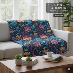 Aurora Floral Motion Fleece Blanket