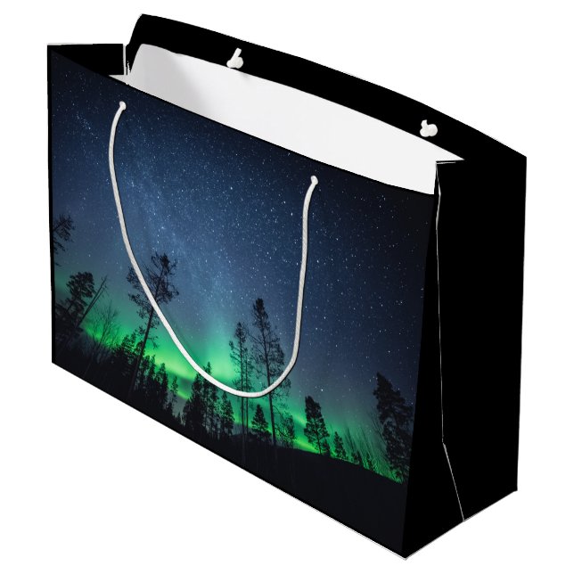 Aurora Forest Astro Photo Large Gift Bag (Back Angled)
