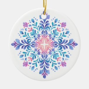 Aurora Frost Snowflake Ornament Pink and Blue Wi