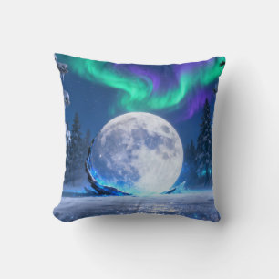 Aurora Full Moon Throw Pillow
