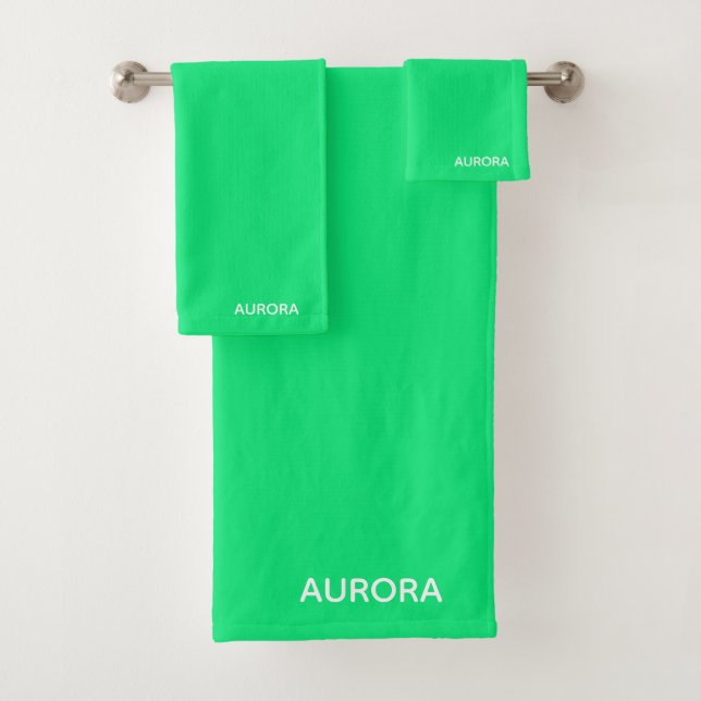 Aurora green color name bath towel set (Insitu)