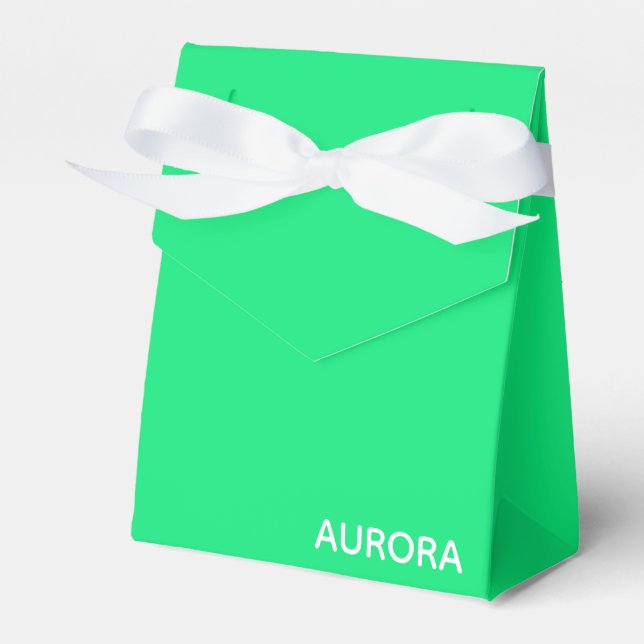 Aurora green color name favour box (Front Side)
