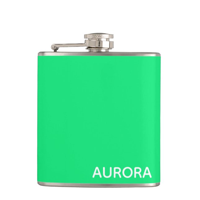 Aurora green color name hip flask (Front)
