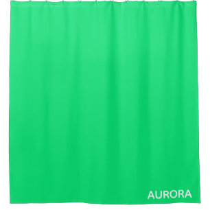 Aurora green color name shower curtain