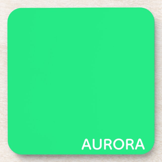 Aurora green colour name coaster (Front)