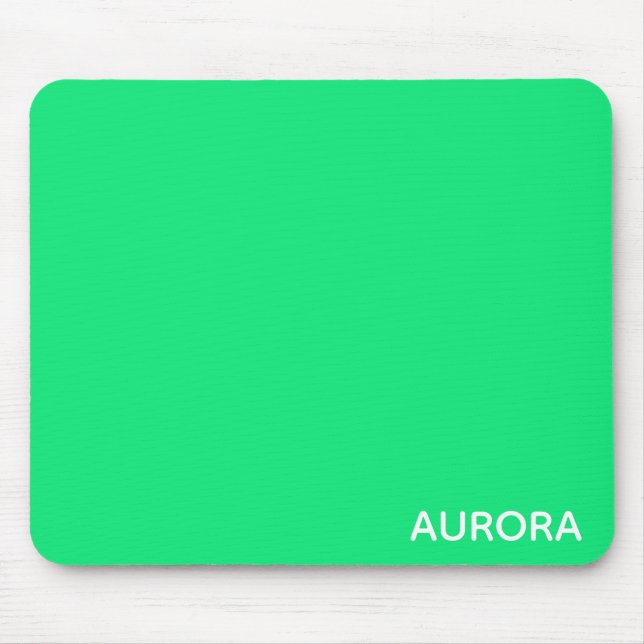Aurora green colour name mouse mat (Front)