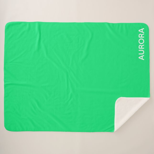 Aurora green colour name sherpa blanket (Front (Horizontal))