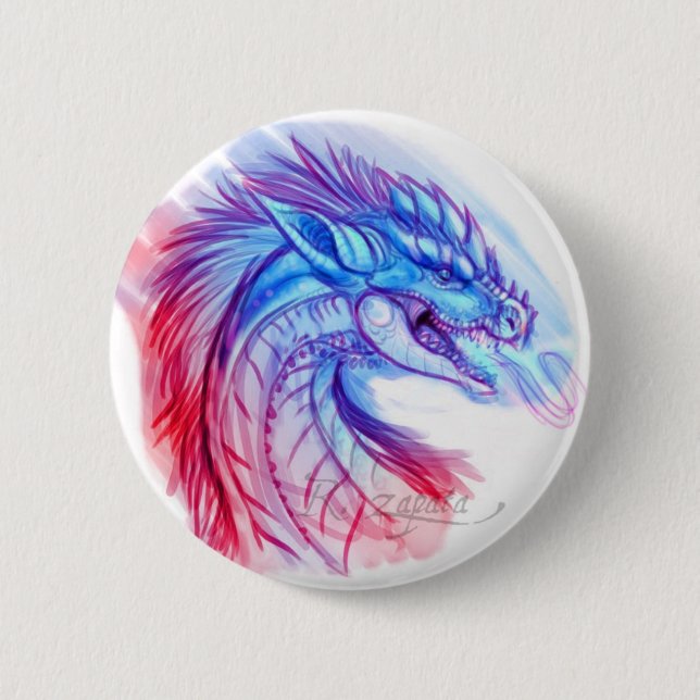 Aurora Ice dragon 6 Cm Round Badge (Front)