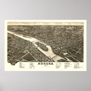 Aurora, IL Panoramic Map - 1882 Poster