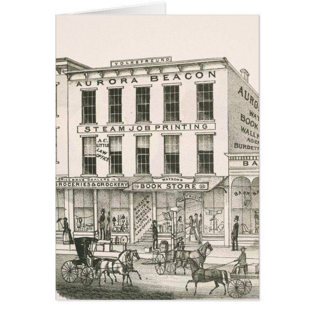 Aurora Illinois Aurora Beacon News 1871 Stone Lith (Front)