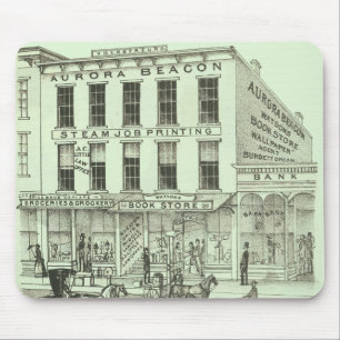 Aurora Illinois Aurora Beacon News 1871 Stone Lith Mouse Mat